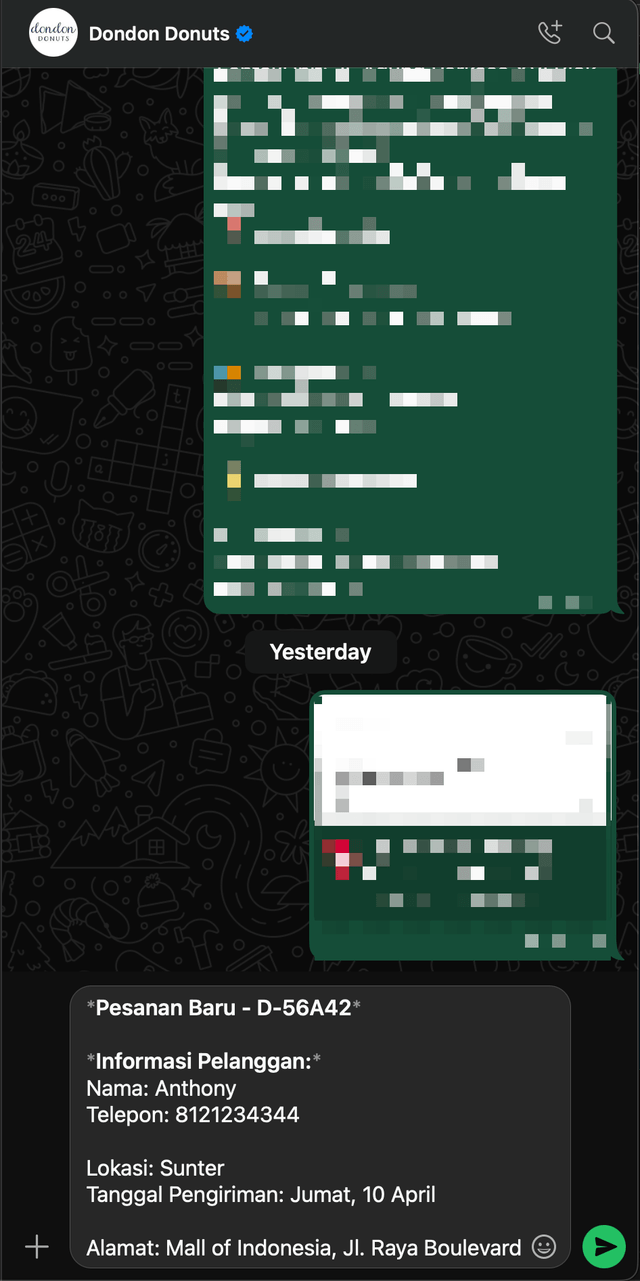 Receive WhatsApp order confirmation